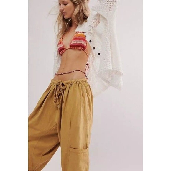 Free People Kahlani Harem Pull-On Cropped Pants Tapered-Leg Slouchy M NWD 279413